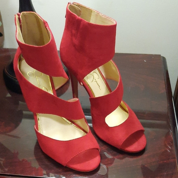 Jessica Simpson Strappy Red Heels - Picture 1 of 8